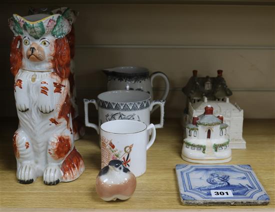 A collection Staffordshire jugs and mixed ceramics